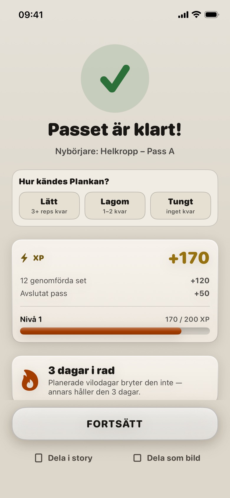 Summeringen efter ett genomfört pass